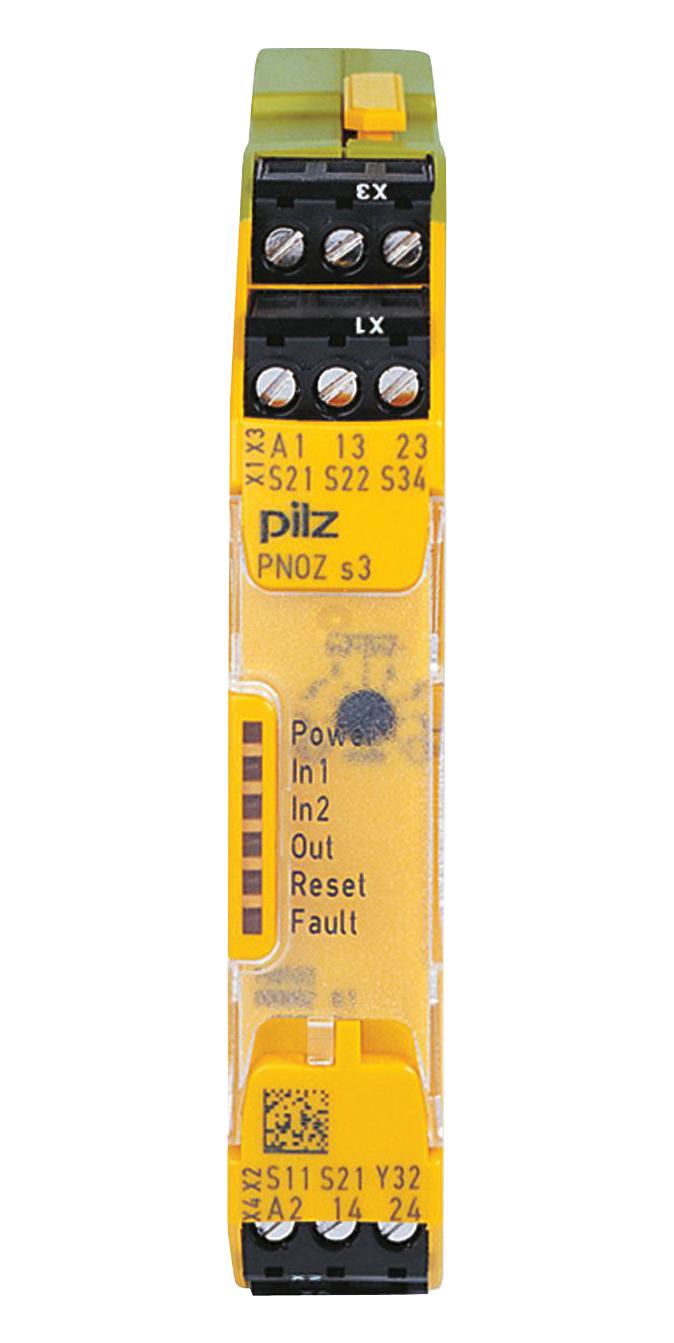 Safety Relay, 24 VDC, DPST-NO, PNOZ s3 Series, DIN Rail, 6 A, Spring Clamp