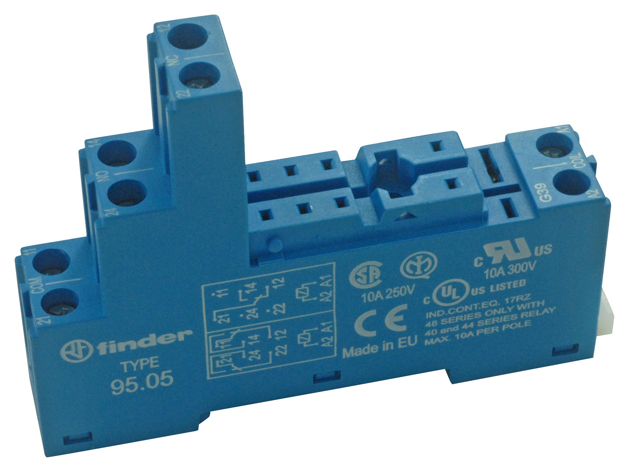 95.05 Finder Relay Socket, DIN Rail, Panel element14 Korea