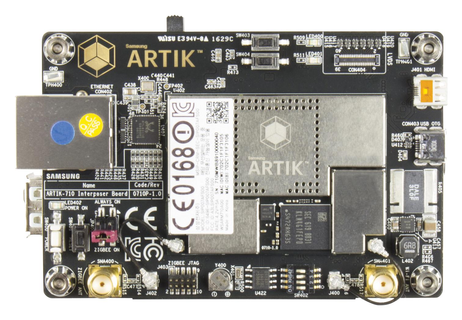 디바이스마트,,,SIP-KITNXG002,SAMSUNG ARTIK - SIP-KITNXG002 - Development Board, ARTIK 530s 1G SoM, Bluetooth, WiFi, IoT Development / Element14 Part Number : 2846746