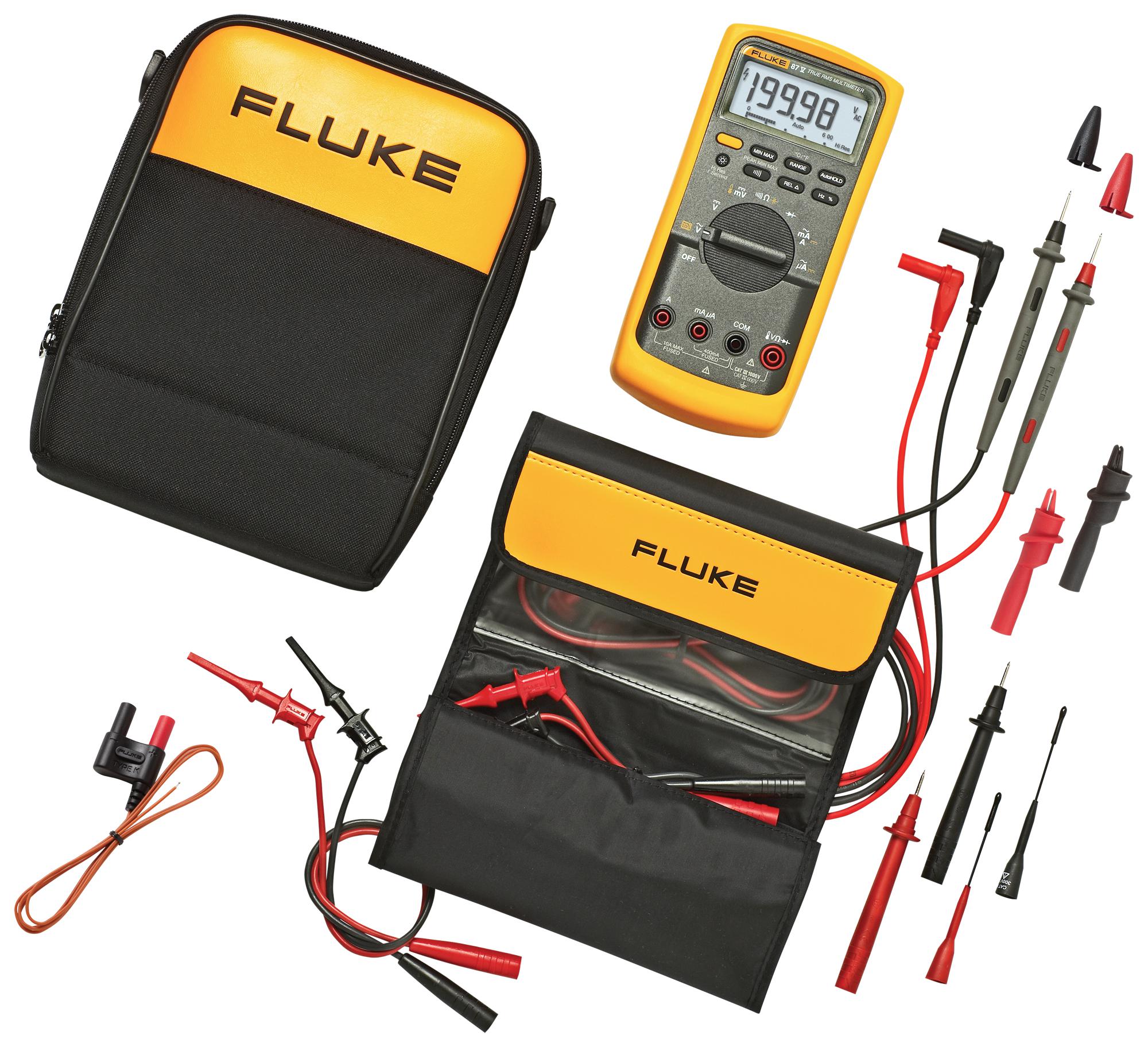 FLUKE 87V/E2K/EUR Fluke Handheld Digital Multimeter, Auto / Manual