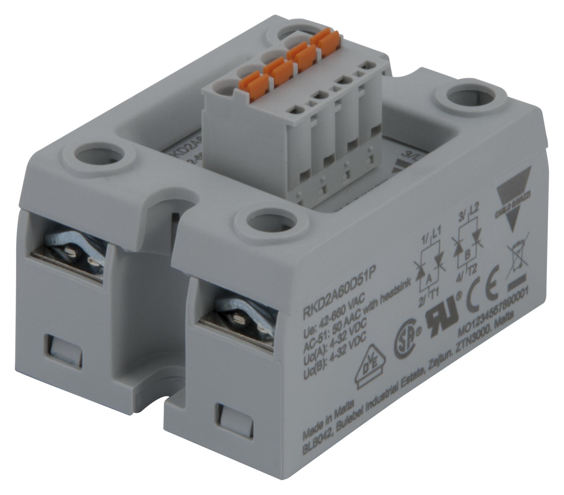 RKD2A60D51P Carlo Gavazzi Solid State Relay, DPSTNO, 50 A