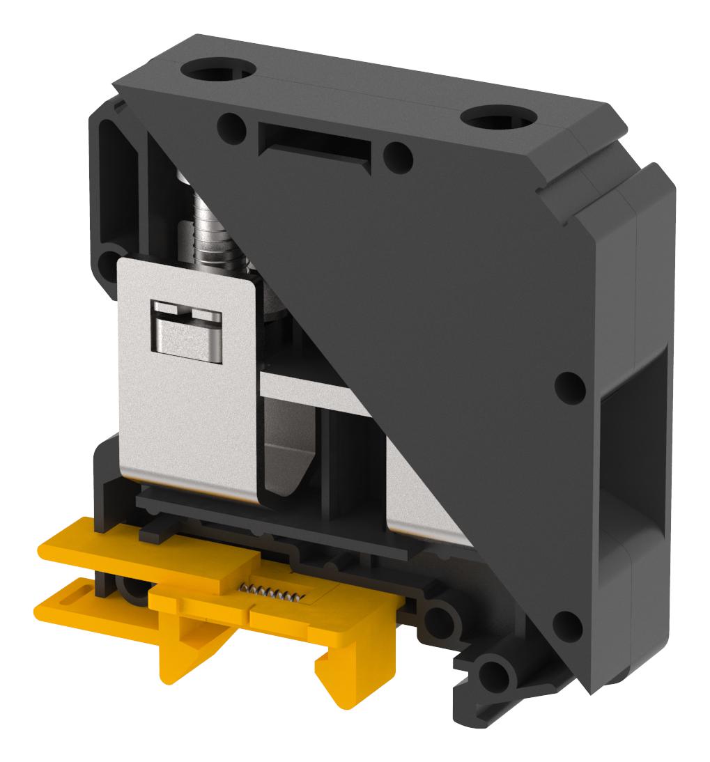 KUT50/ BLACK Elkay DIN Rail Mount Terminal Block, Feed Thru, 2 Ways