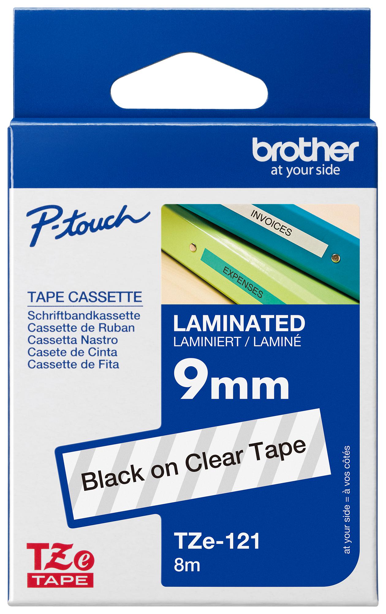 TZE 121 Brother Label Printer Tape Adhesive Laminated Black On 