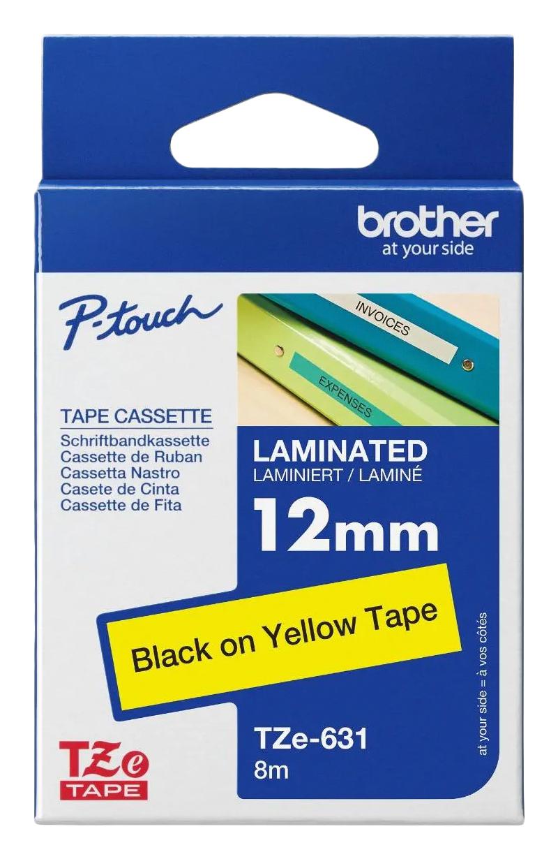BROTHER TZE 631 Label Printer Tape Adhesive Laminated Black on Yellow 8 m