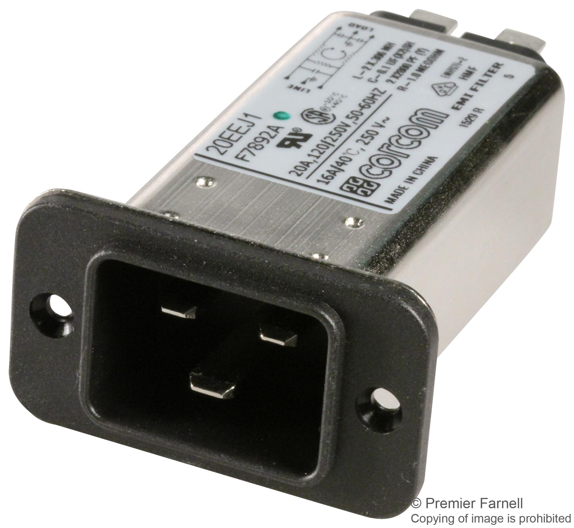 20EEJ1 - Corcom - Te Connectivity - Filtered IEC Power Entry Module ...