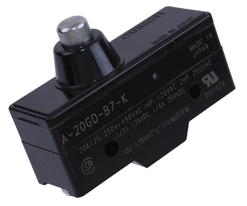 Omron A-20GQ-B Micro Switch - SPDT, Plunger Actuator, 20A 500V, Industrial Limit Switch