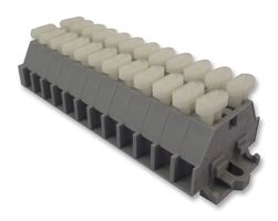 WAGO 261-112/341-000 DIN Rail Mount Terminal Block, 12 Ways, 28 AWG, 14 AWG, 2.5 mm², Push In, 24 A