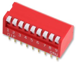 MULTICOMP PRO MCNDP-09V DIP / SIP Switch, 9 Circuits, Piano Key, Through Hole, SPST-NO, 24 V, 25 mA