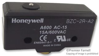 HONEYWELL BZC-2R-A2 Microswitch, Standard, Plunger, Screw, 15 A