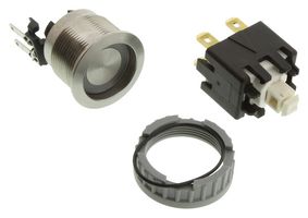 SCHURTER 1241.6834.1121000 Vandal Resistant Switch, MSM LA Series, 22.1 mm, DPST, On-Off, Round, Natural