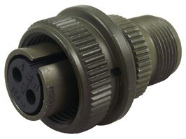 AMPHENOL INDUSTRIAL MS3106A12S-3S.. Circular Connector, MIL-DTL-5015 Series, MS3106 Series, Straight Plug, 2 Contacts, Solder Socket