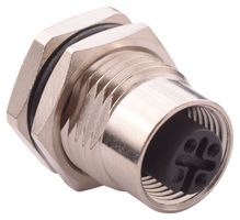 NORCOMP 860-003-213R004 Sensor Connector, VULCON Series, M12, Female, 3 Positions, PCB Socket, Straight Panel Mount