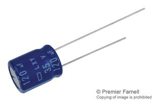 CHEMI-CON ELXY350ELL121MJC5S Electrolytic Capacitor, 120 µF, 35 V, ± 20%, Radial Leaded, 5000 hours @ 105°C, Polar