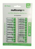 MULTICOMP PRO MP-PE000001 Battery, 1.5 V, AA, Alkaline, 2.6 Ah, Raised Positive and Flat Negative, 20