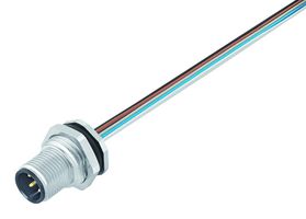 BINDER 76-0531-1011-00004-0200 Sensor Cable, M12 Plug, Free End, 4 Positions, 200 mm, 7.9 ", 763 Series