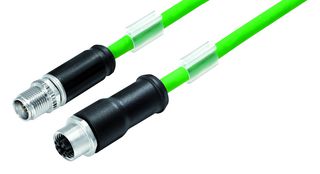 BINDER 79-9724-100-08 Sensor Cable, M12 Plug, M12 Receptacle, 8 Positions, 10 m, 33 ft, 876 Series
