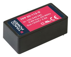 TRACO POWER TPP 30-124-D AC/DC PCB Mount Power Supply (PSU), ITE, Household & Medical, 1 Output, 30 W, 24 VDC, 1.25 A