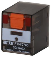 SCHRACK - TE CONNECTIVITY PT570730 General Purpose Relay, PT Series, Power, Non Latching, 4PDT, 230 VAC, 6 A