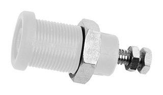 MUELLER ELECTRIC BU-P72930-9. Banana Test Connector, Jack, Panel Mount, 36 A, 1 kV, Nickel Plated Contacts, White