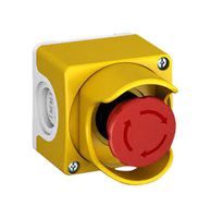 ABB 1SFA619821R2001 Enclosure with Shroud, Plastic, Yellow/Grey, 40 mm Mushroom Emergency Stop Switches