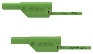 SCHUTZINGER VSFK 8500 / 2.5 / 50 / GN Test Patch Lead, Banana , 4mm Stackable Banana Plug, Shrouded, 4mm Stackable Banana Plug, Shrouded