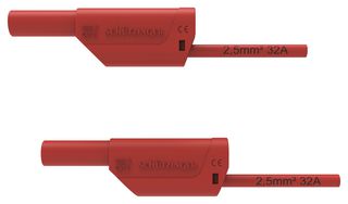 SCHUTZINGER VSFK 8500 / 2.5 / 100 / RT Test Patch Lead, Banana , 4mm Stackable Banana Plug, Shrouded, 4mm Stackable Banana Plug, Shrouded