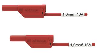 SCHUTZINGER VSFK 8500 / SIL 1 / 100 / RT Test Patch Lead, Banana , 4mm Stackable Banana Plug, Shrouded, 4mm Stackable Banana Plug, Shrouded