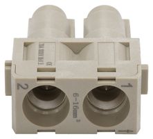 MULTICOMP PRO MP009476 Heavy Duty Connector, MP-HM INSERTS, Module, 2 Contacts, Receptacle, Screw Socket