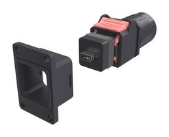 AMPHENOL COMMUNICATIONS SOLUTIONS NDHN6B2 Modular Connector, Solder Pad, IX Type B Plug, 1 x 1 (Port), 10P10C, Cat6a, IP67, Panel Mount