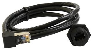 MULTICOMP PRO MP009789 Ethernet Cable, Cat6, C3 Panel RJ45 Jack to 90° RJ45 Plug, Black, 1 m, 3.3 ft