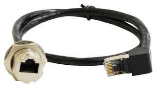 MULTICOMP PRO MP009799 Ethernet Cable, Cat6, C3 Panel RJ45 Jack to 90° RJ45 Plug, Black, 500 mm, 19.7 "
