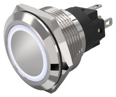 EAO 82-6651.1154 Vandal Resistant Switch, 82 Series, 22 mm, SPDT, Momentary, Round Raised Flat Flush, Natural