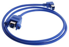 L-COM U3A00102-05M USB Cable, 90° Type B Plug to Type B Receptacle, 500 mm, 19.7 ", USB 3.0, Blue
