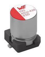 WURTH ELEKTRONIK 865090749001 SMD Aluminium Electrolytic Capacitor, Radial Can - SMD, 22 µF, 63 V, 2000 hours @ 85°C, Polar