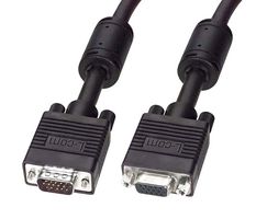 L-COM CTLF3VGAMF-25 Computer Cable, HD-15 Plug, HD-15 Receptacle, 25 ft, 7.6 m, Black, CTLF3VGAMF Series