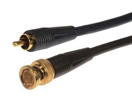 L-COM CC59A-RB-3 RF / Coaxial Cable Assembly, 3 ft, 914.4 mm, RG59A/U, Phono (RCA) Plug, BNC Plug, 75 ohm