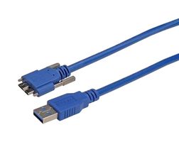 L-COM CAVISU3AMICB-1M USB Cable, Type A Plug to Micro Type B Plug, 1 m, 3.3 ft, USB 3.0, Blue