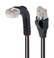 L-COM TRD695SRA1BLK-1 Ethernet Cable, Cat6, 90° RJ45 Plug to RJ45 Plug, FTP (Foiled Twisted Pair), Black, 304.8 mm