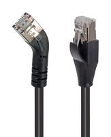 L-COM TRD845RSBLK-3 Ethernet Cable, Cat5e, 45° RJ45 Plug to RJ45 Plug, FTP (Foiled Twisted Pair), Black, 914.4 mm