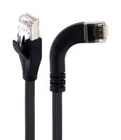L-COM TRD855SRA7DBL-10M Ethernet Cable, Cat5e, 90° RJ45 Plug to RJ45 Plug, UTP (Unshielded Twisted Pair), Black, 10 m