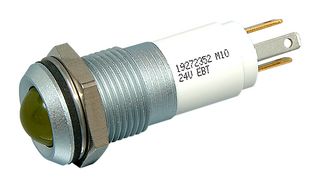 CML INNOVATIVE TECHNOLOGIES 19272352 LED Panel Mount Indicator, Matt Chrome Bezel, Yellow, 24 V, 14 mm, 17 mA, 50 mcd, IP67