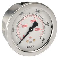 NOSHOK 25-911-300-PSI/BAR Pressure Gauge, 300 psi, -40 °C to 60 °C, 1/4" MNPT, Dual Scale - psi/bar, 900 Series