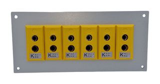 LABFACILITY AS-K-FF + FSP-6 Thermocouple Connector, Standard, Yellow, 66 x 145mm Panel, K, Socket, 6Way, ANSI, Fascia Mount