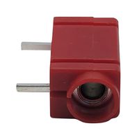 MUELLER ELECTRIC BU-164-2 Banana Test Connector, Jack, Panel Mount, 24 A, 60 VDC, Silver Plated Contacts, Red