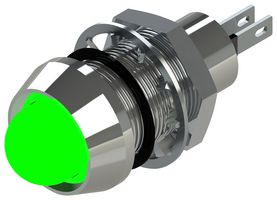 MARL 514-114-21 LED Panel Mount Indicator, Green, 12 VDC, 12.7 mm, 20 mA, 60 mcd, IP67