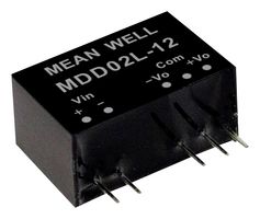 MEAN WELL MDD02N-15N Isolated Through Hole DC/DC Converter, ITE, Industrial & Medical, SIP, 2 W, 2 Output, 15 V