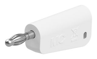 STAUBLI 64.1040-29 Banana Test Connector, 4 mm, Plug, Cable Mount, 19 A, 60 VDC, Nickel Plated Contacts, White