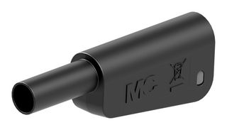 STAUBLI 66.2024-21 Banana Test Connector, 4mm, Plug, Cable Mount, 32 A, 1 kV, Nickel Plated Contacts, Black