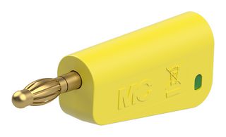 STAUBLI 64.1045-20 Banana Test Connector, 4 mm, Plug, Cable Mount, 32 A, 60 VDC, Gold Plated Contacts, Green, Yellow