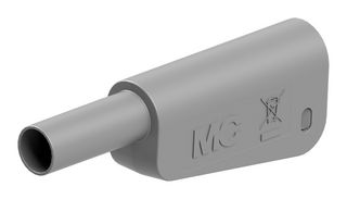 STAUBLI 66.2021-28 Banana Test Connector, 4mm, Plug, Cable Mount, 19 A, 1 kV, Gold Plated Contacts, Grey